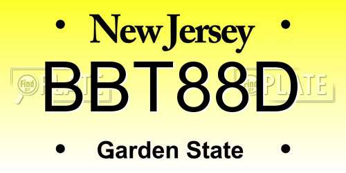 BBT88D New Jersey License Plate