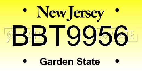 BBT9956 New Jersey License Plate