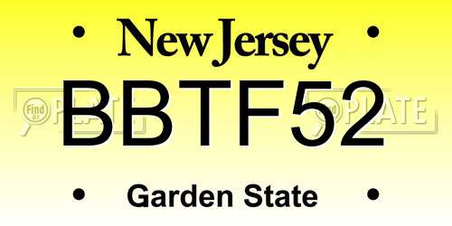 BBTF52 New Jersey License Plate