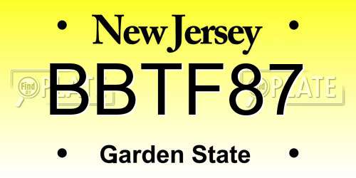 BBTF87 New Jersey License Plate
