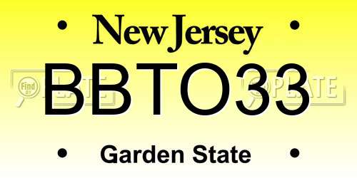 BBTO33 New Jersey License Plate