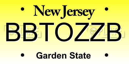 BBTOZZB New Jersey License Plate