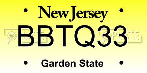 BBTQ33 New Jersey License Plate