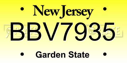 BBV7935 New Jersey License Plate