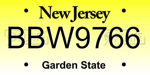 BBW9766 New Jersey License Plate