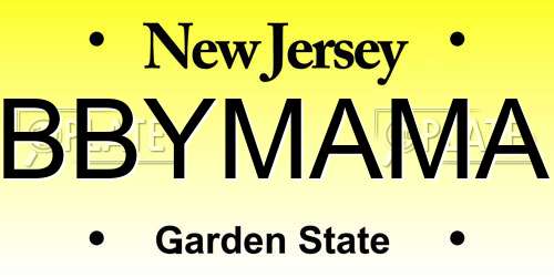 BBYMAMA New Jersey License Plate