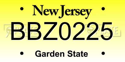 BBZ0225 New Jersey License Plate