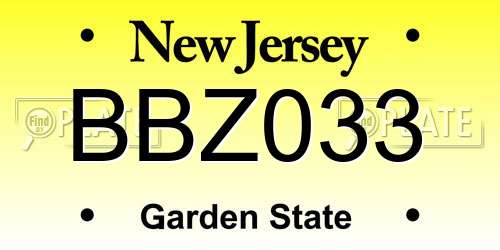 BBZ033 New Jersey License Plate