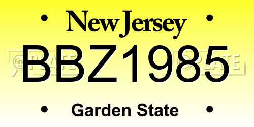 BBZ1985 New Jersey License Plate