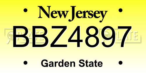 BBZ4897 New Jersey License Plate