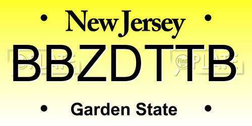 BBZDTTB New Jersey License Plate