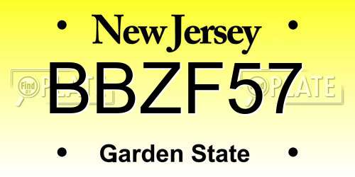 BBZF57 New Jersey License Plate