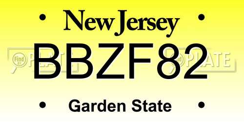 BBZF82 New Jersey License Plate