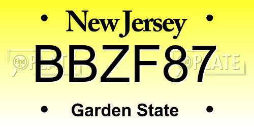 BBZF87 New Jersey License Plate