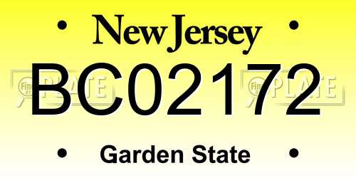 BC02172 New Jersey License Plate
