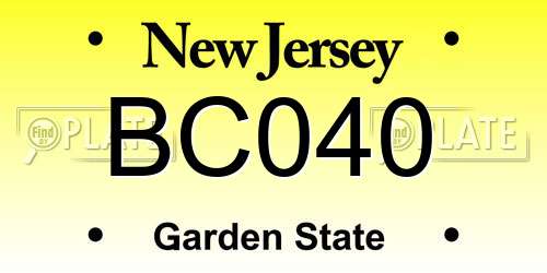 BC040 New Jersey License Plate