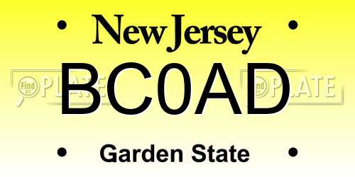 BC0AD New Jersey License Plate