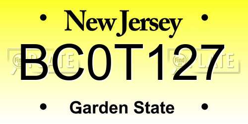 BC0T127 New Jersey License Plate