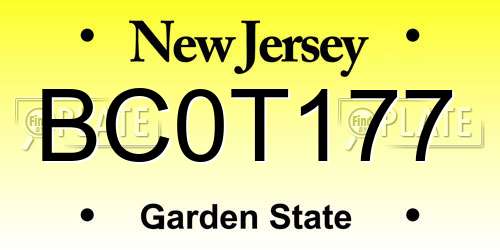 BC0T177 New Jersey License Plate