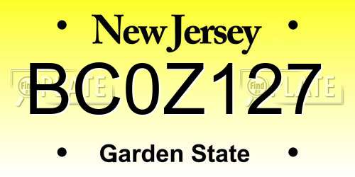 BC0Z127 New Jersey License Plate