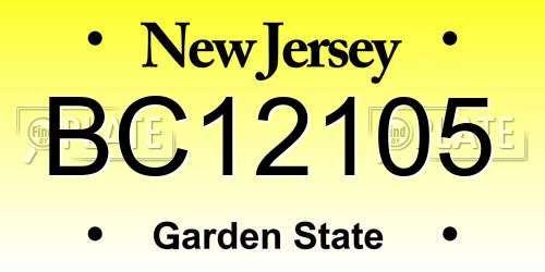 BC12105 New Jersey License Plate