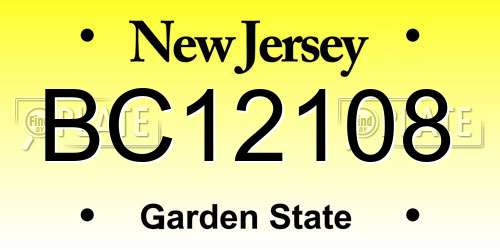 BC12108 New Jersey License Plate