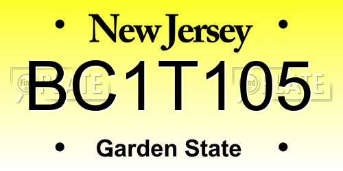 BC1T105 New Jersey License Plate