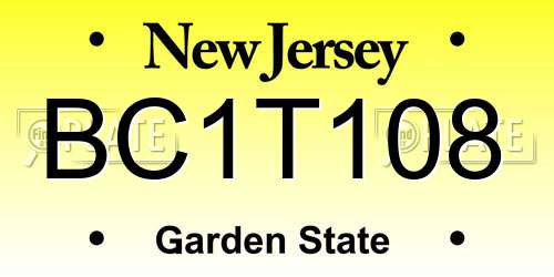 BC1T108 New Jersey License Plate