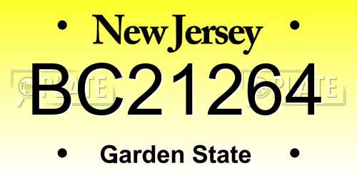 BC21264 New Jersey License Plate