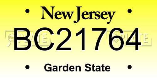 BC21764 New Jersey License Plate