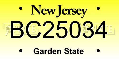 BC25034 New Jersey License Plate