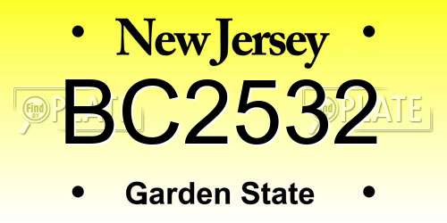BC2532 New Jersey License Plate