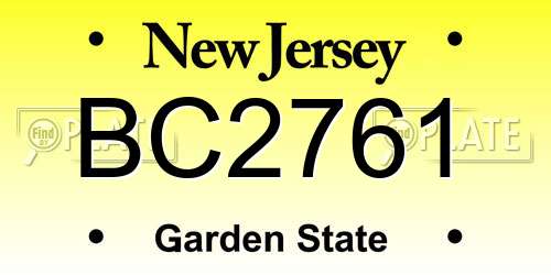 BC2761 New Jersey License Plate