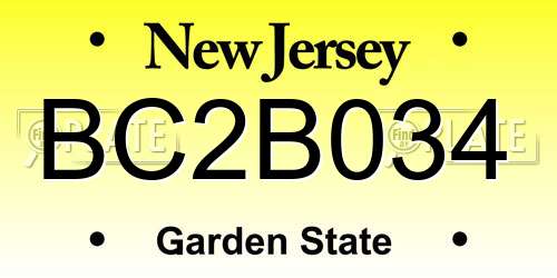 BC2B034 New Jersey License Plate