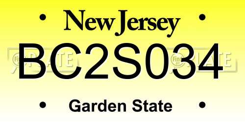 BC2S034 New Jersey License Plate