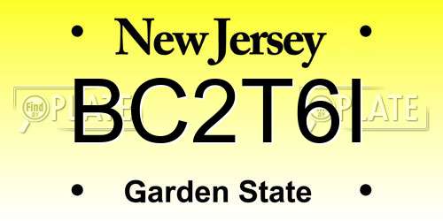 BC2T6I New Jersey License Plate