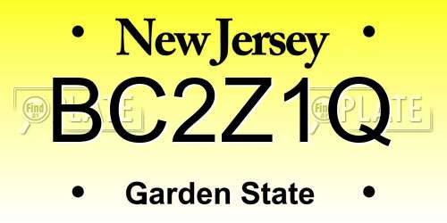 BC2Z1Q New Jersey License Plate