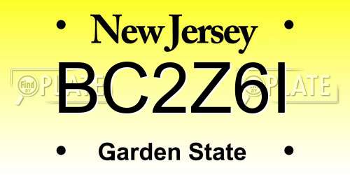 BC2Z6I New Jersey License Plate