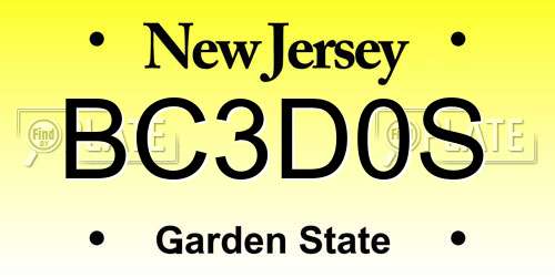 BC3D0S New Jersey License Plate