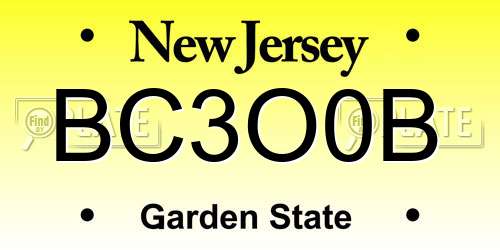 BC3O0B New Jersey License Plate