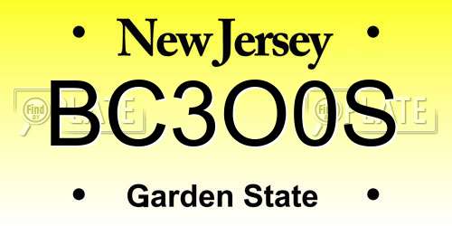 BC3O0S New Jersey License Plate