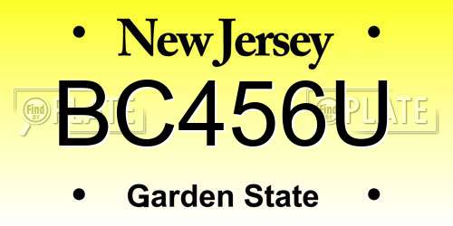 BC456U New Jersey License Plate