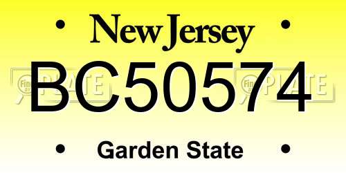 BC50574 New Jersey License Plate