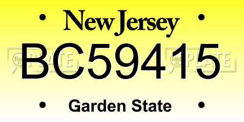 BC59415 New Jersey License Plate
