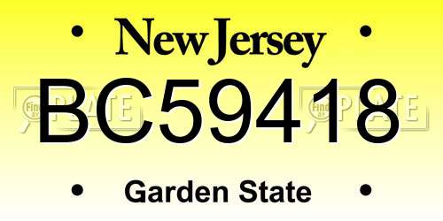 BC59418 New Jersey License Plate
