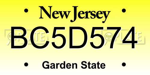 BC5D574 New Jersey License Plate