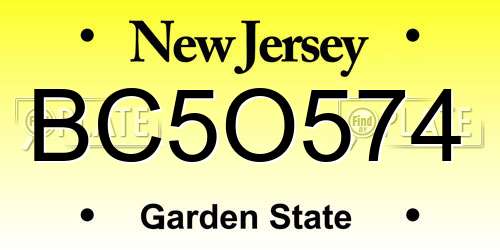 BC5O574 New Jersey License Plate
