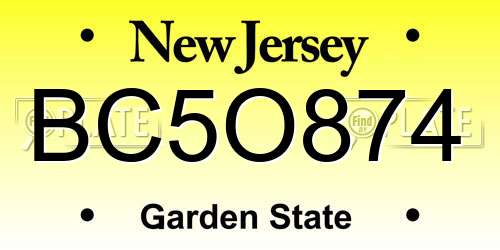 BC5O874 New Jersey License Plate