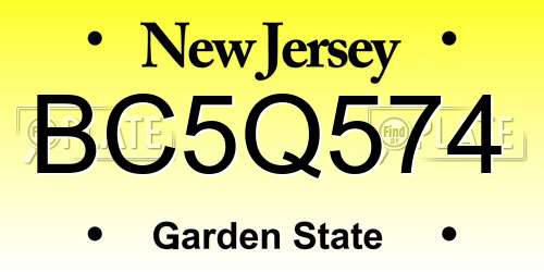 BC5Q574 New Jersey License Plate
