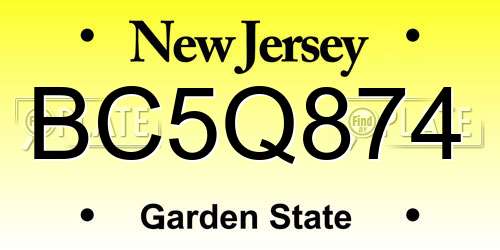 BC5Q874 New Jersey License Plate
